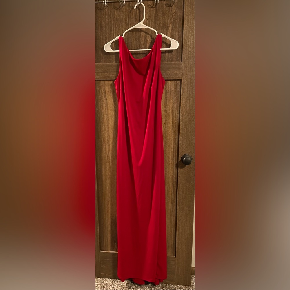 Red Jersey evening dress.